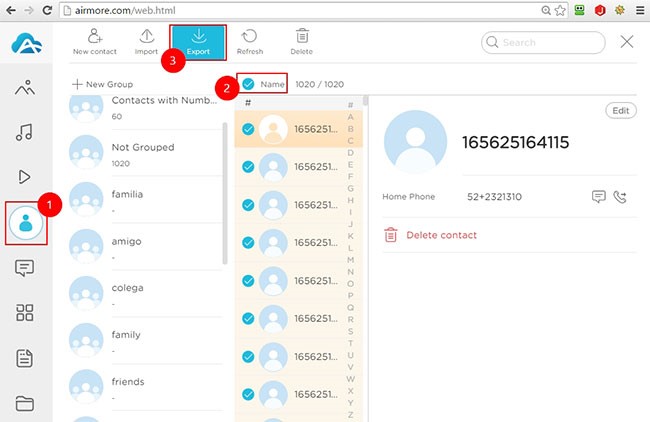 Android contacts backup-transferring