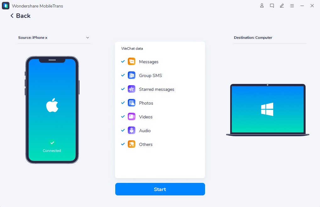 use start button after choosing data