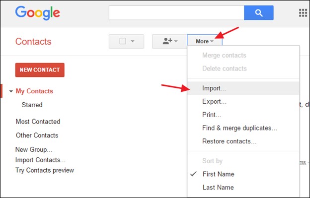 choose my contacts in google contacts