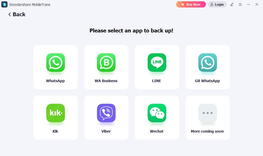 sélectionnez votre application whatsapp