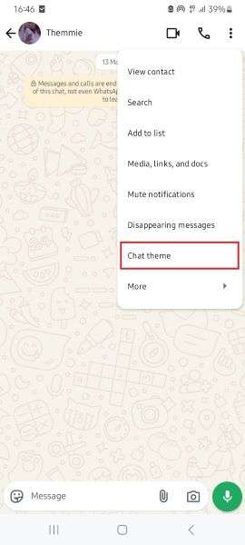 whatsapp chat theme option on android
