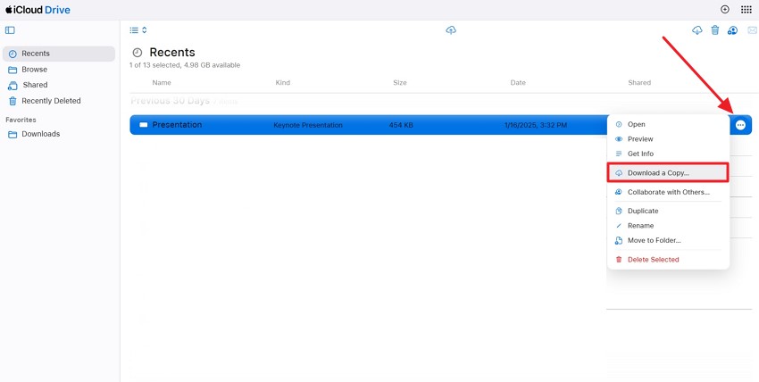 download newly synced file on macbook